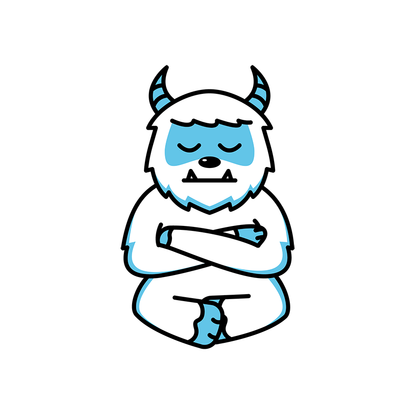 Thoughtful Yeti sitting illustration